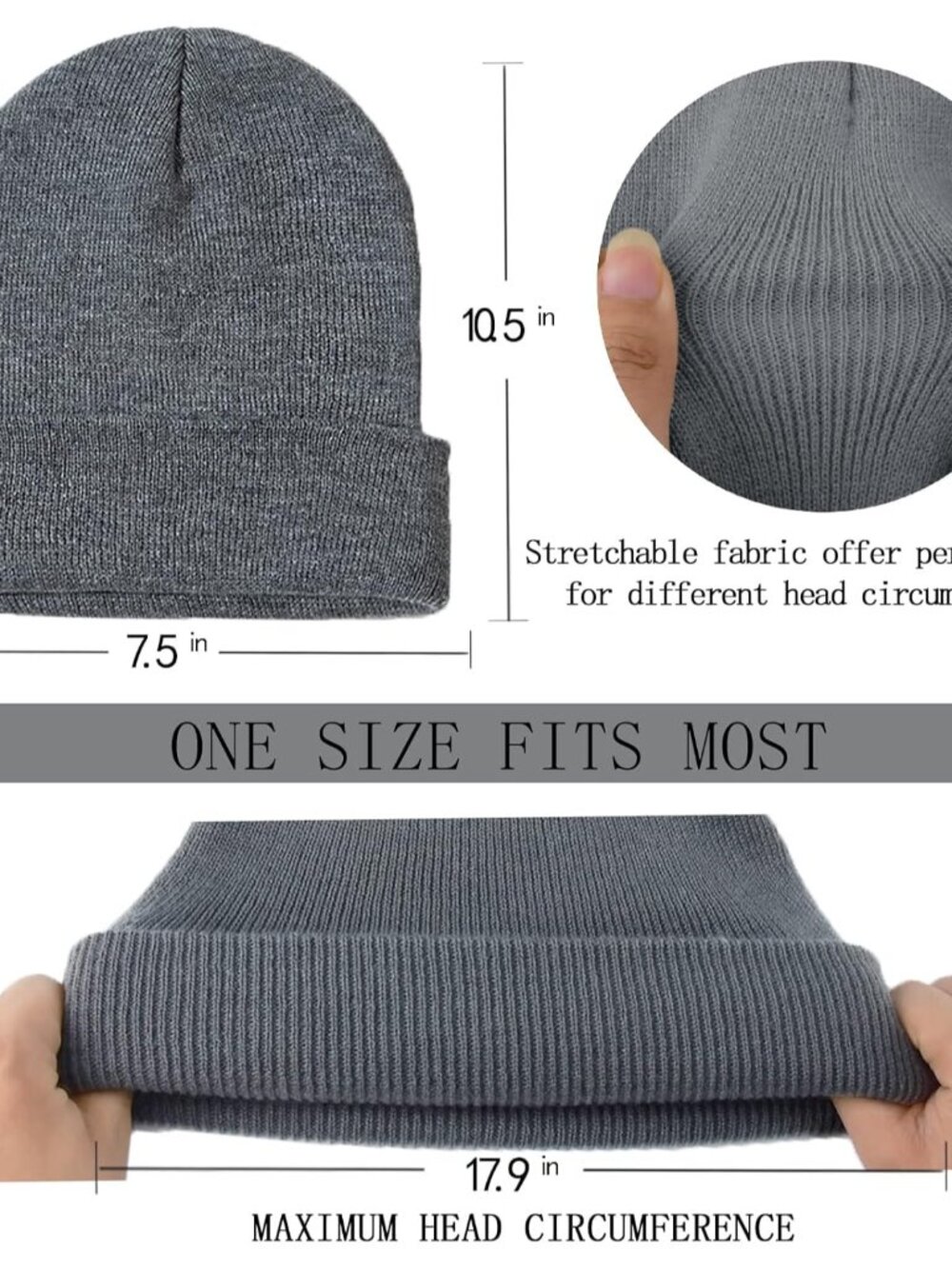 1&2 Pack Beanie for Men Women Slouchy Beanie Hats Winter Knit Caps Soft Ski Hat - Picture 3 of 6
